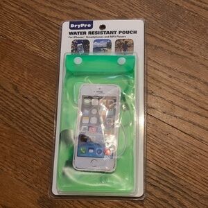 Green Water-Resistant Phone Pouch with Secure Closure